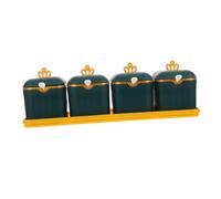 Cabilock Seasoning Containers Set for Kitchen Lightweight Creative Condiment Dispenser Jars Easy to Clean Spice Storage Pots Prevent Mixing Elegant Nordic Design Military Green