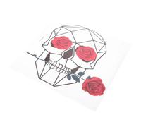 Cabilock Self Adhesive Skull Wall Sticker with Metallic Rose Design Removable Creative Wall Decal for Living Bedroom Bathroom Unique Home Decor Art