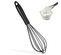 Cabilock Silicone Hand Whisk with Ergonomic PP Handle Heat-Resistant Balloon Dough Whisk for Cooking and Baking Non-Scratch Kitchen Tool for Mixing Beating and Whipping Black
