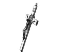 Cabilock Silver Metal Jesus Wall Cross with Vintage Zinc Alloy and Easy Installation, Classic Style Hanging Crucifix for Church or Office Spiritual Wall Decor
