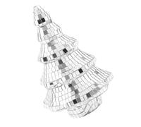 Cabilock Silver Mini Disco Ball Christmas Tree for Tabletop Decor Reflective Artificial Little Xmas Tree with Mirror Ornaments Festive Centerpiece for Kitchen Dining Party and Home