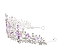 Cabilock Silver Purple Baroque Princess Bridal Tiara Crown Rhinestones, Delicate Wedding Headdress for Women, Birthday and Festival Party Headwear