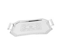 Cabilock Silver Serving Tray with Handles Vintage Decorative Platter for Fruits Snacks and Pasta Sturdy and Resistant Design for Parties Dining
