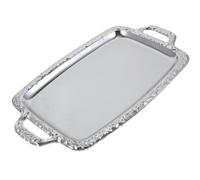 Cabilock Silver Tray, Decorative Vanity Mirror Tray with Chrome Edging and Handles, Ideal for Ottoman, Coffee Table, Rectangle Stainless Steel Baking Pan for Oven