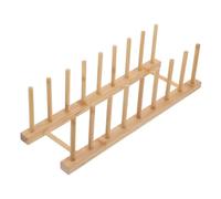 Cabilock Small Drying Rack with Compartments Spacing Vertical Plate Organizer for Kitchen Cabinet Natural Material Drainage Function Keeps Countertop Dry