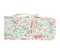 Cabilock Small Floral Canvas Roll up Pencil Case, 24-Hole Pencil Organizer Pouch for Students and Artists, Portable Pen Wrap Bag for School and Office Storage