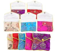 Cabilock Small Jewelry Pouch 10PCS Jewelry Silk Bags Chinese Silk Style Brocade Embroidered Bag Jewelry Packaging Bag Snap Button Envelope Style Small Jewelry Bags Jewelry Bags