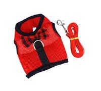 Cabilock Small Lightweight Hamster Pet Leash Rabbit, with and Harness Breathable Nylon Mesh Vest, Lovely Bow Design, Red Colour, Comfortable Fit for Outdoor Walks