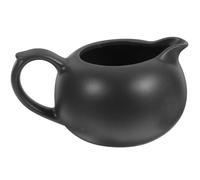 Cabilock Small Milk Frothing Jug with Handle, Black Ceramic Gravy Jug, Sugar Pot Creamer Pitcher, Mini Tea Kettle Pourer for Milk Coffee Sauces Syrup
