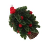 Cabilock Small Realistic Tabletop Christmas Tree with Wooden Base Mini Artificial Xmas Tree for Office Home Party Decoration DIY Friendly Holiday Farmhouse Decor Instant Setup Versatile