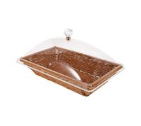 Cabilock Small Square Woven Bread Basket Lid, Rattan Style Food Serving Tray for Fruits, Snacks, Pastry Display, Coffee Table Desktop Organizer