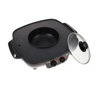 Cabilock Smokeless Electric Hot Pot Grill with Non Stick Coating and Thickened Glass Lid Multi Function Control Bbq Teppanyaki Cooker for Family Party and Restaurant Use Black Pot with