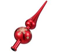 Cabilock Spherical Christmas Tree Topper Ornament Vintage 2 Tier Xmas Toppers Finals Shiny Metallic Christmas Tree Tops Ornaments for Xmas Holiday Decoration Red