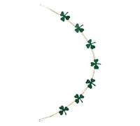 Cabilock St Patricks Day Garland Decoration with Felt Shamrock and Wooden Beads, Green Shamrock Banner for Irish Festival Occasions, Versatile and Practical Wall Hanging for St Patricks Day