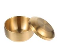 Cabilock Stainless steel bowl with lid, round, children's rice bowl, cereal bowl, 11.5 cm, golden soups, pasta, porridge, salad bowls, serving bowl, kitchen, restaurant, home, children