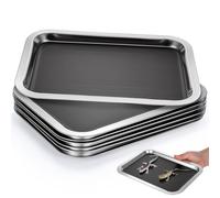Cabilock Stainless Steel Dissection Tray with Wax Lining Resists Slips and Prevents Spills 6pcs Rectangular Biology Pan for Students and Teachers for Colleges and Schools Laboratory