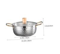 Cabilock Stainless Steel Ramen Cooking Pot with Lid Double-Handle Noodle Pot for Stove Quick Heat Conductive Soup Pan Portable Korean Instant Noodles Cooker