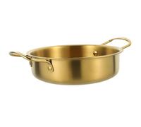 Cabilock Stainless Steel Wok and Hot Pot 18cm with Double Handles Small Cooking Pan for Home Kitchen Seafood and Noodle Use