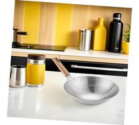 Cabilock Stainless Steel Wok Pan Traditional Chinese Cooking Pot for Gas Stove Home Kitchen Everyday Frying with Smooth Bottom Even Heat Distribution Easy to Clean Practical Design