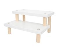 Cabilock Step Type 2-Layer Display Rack Neutral Display Stand for Dolls Toys Handicrafts Wood Material Smooth Polishing Multi-Function Storage for Home Office