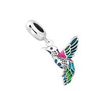 Cabilock Sterling Silver Bird Bead Charm Pendant for DIY Bracelet Necklace Making Colorful Enamel Kingfisher Design Fashionable Handmade Jewelry Accessory for Women