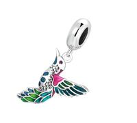 Cabilock Sterling Silver Kingfisher Pendant Charm for Bracelet Making DIY Jewelry Craft Colorful Lightweight Bird Ornament for Necklace and Phone Accessories Elegant Handmade