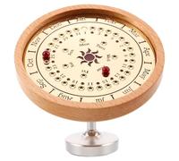 Cabilock Sundial Perpetual Calendar Wooden Desk Decor Retro Monthly Daily Planner Adjustable Stand Calendar Display Stand for Home Office