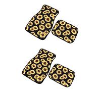 Cabilock Sunflower Butterfly Print Car Floor Mats Front and Rear Carpet Covers Wear-resistant Decorative Automotive Floor Pads Fit for Vehicles Easy to Install