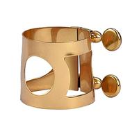 Cabilock Tenor Saxophone Brass Flute Card with Double Screws Adjust Design, Elegant Golden Ligature for Bakelite Tenor Drop E Saxophone, Provides Wonderful Flexibility and Stabilizes The