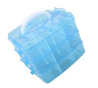 Cabilock Three-layer Detachable Plastic Storage Box Blue Handheld Jewelry and Cosmetics Organizer with Compartments for Home Makeup and Personal Care Storage