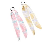 Cabilock Tie-dye Silk Hair Loop Tie-dye Hair Rope 4pcs with Pink and Yellow Colors Stylish Head Rope for Women and Girls