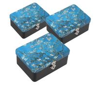 Cabilock Tinplate Storage Box with Lid 3pcs Set Vintage Metal Organizer Small Candy Jewelry Container Home Storage Decorative Tin Cans with Lock for Keepsakes and