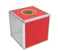 Cabilock Transparent Red Lottery Box with Slot and Lock Medium Raffle Ticket Storage Organizer for Donation Voting Fundraising Corporate Parties and Social Events
