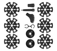 Cabilock Tungsten Steel Walking Cane Rubber Tips and Hiking Pole Mud Baskets Set, Lightweight Sturdy Accessories for Snowfields and Mud Trails, 12pcs Black End Caps