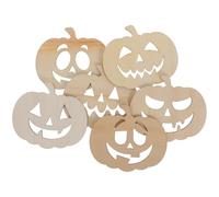Cabilock Unfinished Shape Crafts DIY 12pcs for Wooden Pumpkin Wood Tags Material, Rustic with Smooth Surface, Beige Slices and Halloween Decor Decorations