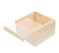 Cabilock Unfinished Wood Box with Clear Acrylic Lid Square Wood Storage Box for Jewellery Trinkets and Small Sundries Decorative Display Case for Home Bedroom Shop and Diy Crafts 4.72In