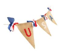 Cabilock Usa Independence Day Burlap Banner Lightweight Patriotic Hanging Decor for Indoor Outdoor Celebration Creative Red White Blue Triangle Flag Garland for Bars Schools Homes