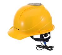 Cabilock USB Safety Helmet with Cooling Fan V Shaped Design for Comfortable Fit for Construction and Outdoor Activities Yellow Headgear for Summer Heat Protection
