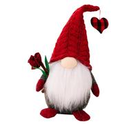 Cabilock Valentines Day Plush Gnome Doll with Heart Pendant Hat Cute Swedish Elf Tabletop Decor for Home Festive Red Knit Cap Ornament Romantic Holiday Decoration for Couples