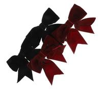 Cabilock Velvet Bow Hair Clips 4pcs Set Black and Wine Red Butterfly Barrettes Side Bangs Clips for Girls Women Party and School Hair Accessories