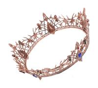 Cabilock Vintage Baroque Bride Crown for Women - Retro Dark Copper Princess Bridal Headpiece, Medieval Renaissance Wedding Hair Accessory for Prom and Stage