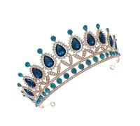 Cabilock Vintage Blue Rhinestone Delicate Wedding Crown Tiara for Bride, Elegant Half-Round Queen Headdress Hair Accessory for Wedding Dress Banquet