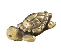 Cabilock Vintage Brass Turtle Figurine Miniature Gold Metal Tortoise Statue Feng Shui Animal Ornament for Home Office Decor Collectible Luck Wealth Charm