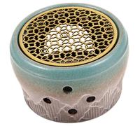 Cabilock Vintage Ceramic Teapot Warmer with Tealight Candle Heater Hollow Design for Air Circulation Smooth Surface Insulation Base for Home Tea Milk and Warming Copper and Ceramic Material