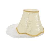 Cabilock Vintage Embroidered Fabric Lampshade with Tassel Fringe European Style Bell Lamp Cover for Table and Bedroom Classic Victorian Drum Shade with Scalloped Trim Soft Light Diffusion