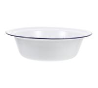Cabilock Vintage Enamel Soup Bowl White Round Deep Serving Bowl | Extra Large Mixing Bowl, Cover Included, Unbreakable Enamel Finish, for Home and Restaurant Use