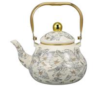 Cabilock Vintage Enamel Tea Kettle, Floral Enamel on Steel Teapot 2L Stovetop Ceramic Teakettle Retro Classic Water Boiler with Cool Handle for Home Kitchen Decor Present