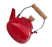 Cabilock Vintage Enamel Tea Kettle with Wooden Handle Flat Bottom Stovetop Hot Water Pot for Induction Cooker Multifunctional Tea Coffee Milk Heating