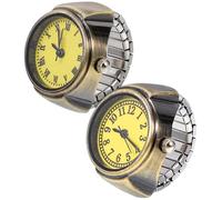 Cabilock Vintage Finger Ring Watches Stainless Steel 2pcs for Women, Golden | Retro Distressed round Style, Oversized Numerals, Flexible Fit, Party Wear and Professional Settings