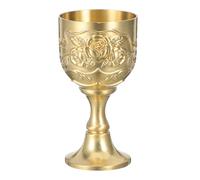 Cabilock Vintage Goblets: Rustic Communion Cup - Ornate Brass Goblet - European Drinking Chalice for Sacred Rituals Church Ceremonies Wedding Receptions